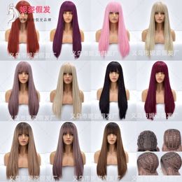 perruques bouclées humaines Nouvelles perruques Femmes Qi Bangchang Straite Hair Chemical Fibre Wig Hérification