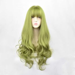 Human Curly Wigs Wig Dames Air Bangs Hair Set Long krullend haar modieuze temperament damesgroei pruik