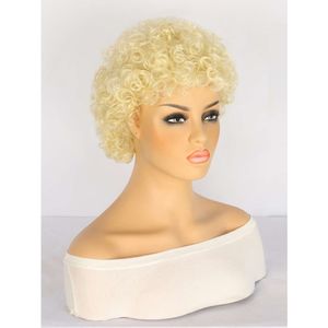 Human Curly Wigs Wig Dames Fashion Chemische vezel Kop Cover 613# Kort krullend haar klein krullend haar pluizige natuurlijke pruiken