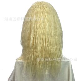 Human Curly Wigs Wig Dames Long Hair Fashion Light Gold Chemische Vezelsimulatie Pruik