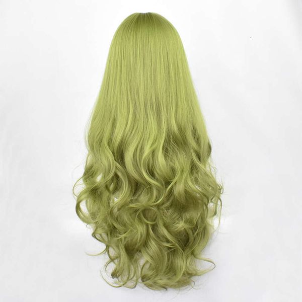 perruque bouclée humaine Wig Wig Style Air Bangs Hair Set Long Curly Hair Temperament Tempérament Womens Growth Wig