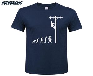 Menselijke evolutie van lineman t -shirt verjaardagscadeau voor elektricien vader vader echtgenoot oneck korte mouw katoen Men039s tshirts8433478
