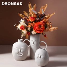 Menselijk gezicht bloempot keramiek kunst portret bloem pot vaas sculptuur creatieve hobby vaas planten machine tuin home decor 210615