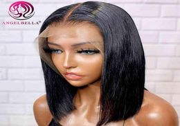 Glombeaux transparents avant humain Virgin Straight Pre cluck HD Bob Brazilian Hair Lace Frontal Wig9891025