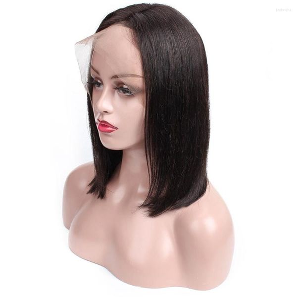 Cheveux humains Bob Style 13 4 Lace Frontal Wig Closure Perruques Remy Bleached Knotes HD Swiss