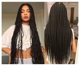 Humain Hair Traided Synthetic Wig Simulation Perruques de cheveux humains tressage Perruques pour femmes noires B2623 60cm / 24 pouces