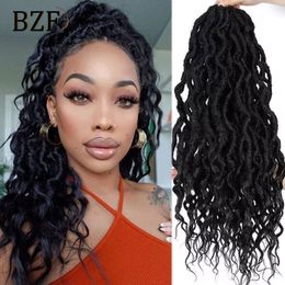 Echt haar bulks 24 inch godin faux locs gehaakt haar vlechten locs gekrulde uiteinden Dreadlocks synthetisch vlechthaar extensions boho hippie locs 230906