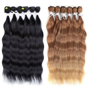 Cheveux humains en vrac Bella Water Wave Hair Bundles Extensions de cheveux synthétiques Ombre Blonde Cosplay Weave Bundles 20 pouces 6Pcs Faux cheveux 230925