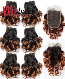 Boulons de cheveux humains Poules avec une fermeture Brésilienne naturelle Brésilien Short Ombre Loose Wave 4x1 REMY1555529