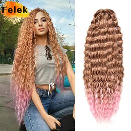 Bulks de cabelo humano onda profunda torção crochê natural sintético afro cachos tranças ombre trança extensões para mulheres lowtempreture 231024