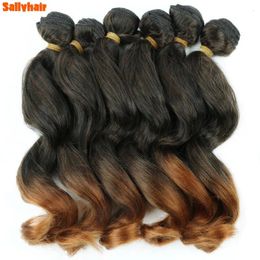 Bulks de cabello humano Paquetes de tejido ondulado profundo Sintético S Afro Kinky Rizado 6PSLOT 1418 pulgadas Ombre Brown para mujeres 231025