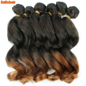 Cheveux humains en vrac Deep Wavy Weave Bundles Extensions de cheveux synthétiques Afro Kinky Curly 6Ps / Lot 14/18 pouces Ombre Brown Wavy Hair Bundles pour les femmes 230925