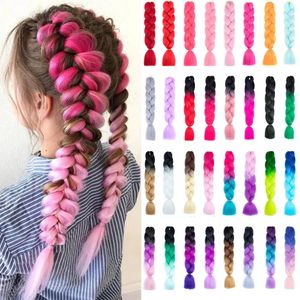 Pelo humano a granel Jumbo trenza 24 pulgadas pelo trenzado sintético Ombre Jumbo extensión de cabello para mujeres DIY trenzas de pelo rosa púrpura amarillo gris 231010