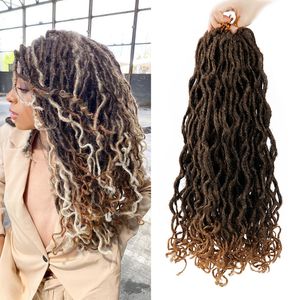 Human Hair Bulks Ombre krullende synthetische haakhaar vlechten haaruitbreidingen godin faux locs 8 inch en 18 inch zachte dreads dreadlocks haar 230906