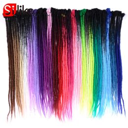 Echt haar Bulks Silike 24 inch synthetisch handgemaakt Dreadlocks haarextensies Roze Blauw Ombre gehaakt haar 5 strengen gehaakte vlechthaar voor dames 230904