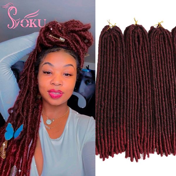 Cabello humano a granel recto faux locs crochet pelo diosa locs rastas suaves ombre rojo burg trenzas sintéticas extensión de cabello afro mujeres raíces 230904