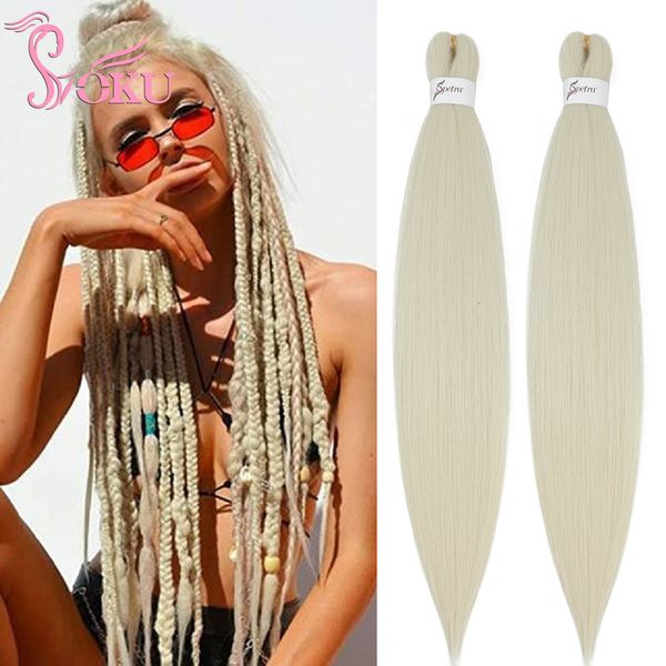 Balques de cheveux humains Extensions de cheveux de tresse synthétique ombre Crochet Blonde Twist 24 pouces Yaki Traids DIY DROY