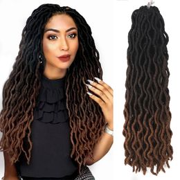 Bulks van echt haar Synthetische gehaakte vlechten Haargodin Faux Locs Ombre Krullend Zachte Dreads Dreadlocks Voor zwarte vrouw extensions 18 inch 230906