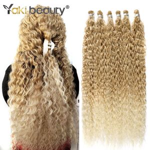 Paquetes de cabello humano a granel Paquetes de cabello rizado rizado sintético Extensiones de cabello de fibra orgánica de color degradado Por favor, pida 9 piezas con su cabeza completaPor Yaki Beauty 230925