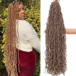 Cheveux humains en vrac Wakego Gooddess Faux Locs Crochet Cheveux 24 36 pouces Naturel Ondulés Bouclés Dreadlocks Extensions de Cheveux Meche Faux Locks Crochet Tresses 230904