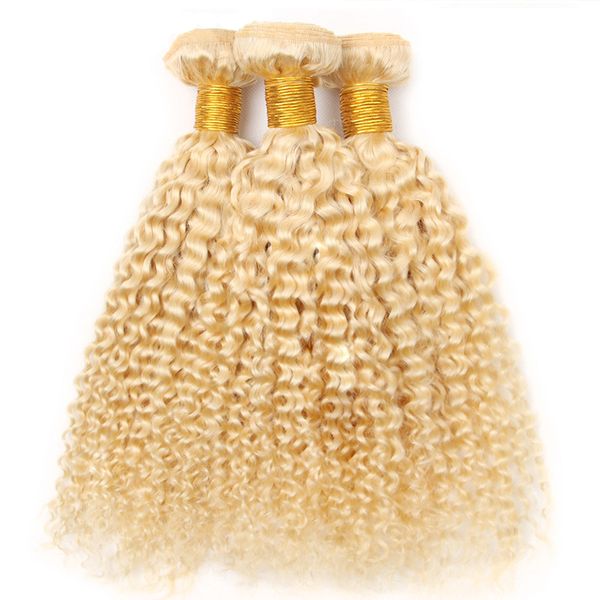 Bundles de cheveux humains 613 cheveux bouclés armure double trame brésilienne vierge crépus bouclés armure 12-26 pouces sortie d'usine prix de gros