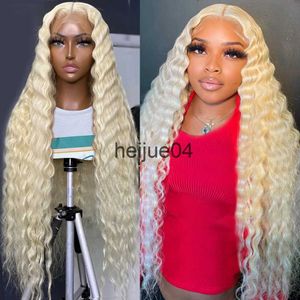 Perruques capless de cheveux humains 13x4 Deep Wave 613 Honey Blonde Curly Transparent Lace Frontal Wigs 180 Remy 13x6 Water Wave Colored Lace Front Wig x0802
