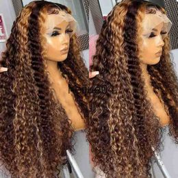 Capless pruiken van echt haar 30 inch 427 gekleurde 13x4 diepe golf pruiken van echt haar Krullend 13x6 Lace Front pruik Braziliaanse Remy Highlight Ombre Lace Wigs Fro Women x0802