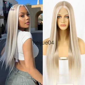 Perruques capless de cheveux humains 30 pouces Sliver Blonde Synthétique Lace Front Wig Perruque droite 613 Blonde Hightlight Couleur HD Transparent Lace Wig Cosplay Perruque quotidienne x0802