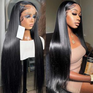 Perruques capless de cheveux humains 40 42 pouces 13x6 Lace Front Wig brésilienne droite perruque de cheveux humains HD Transparent Glueless 13X4 Lace Frontal 360 Lace Wig x0802