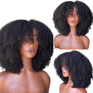 Perruques capless de cheveux humains Afro Kinky Curly 13X6 Lace Front Perruques de cheveux humains pour les femmes noires 4x4 Lace Closure Wig Avec Bang Brésilien 180 Densité Remy Hair x0802