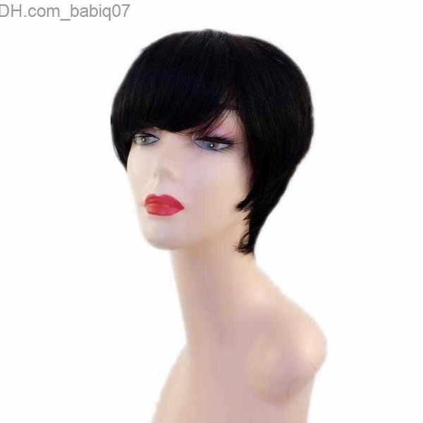 Perruques Capless de Cheveux Humains Celebrity Pixie Cut perruques Humain Péruvien Aucun Dentelle Sans Colle Très Court Perruque Couleur Naturelle Micah gianneli Cheveux Pour Femmes Noires Perruques Z230731