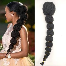 Echt haar Capless Pruiken Haarstukje staart voor zwarte vrouwen Afro Bladerdeeg Kinky Krullend Paardenstaart Clip-in Trekkoord Valse Pigtail Synthetisch 231115