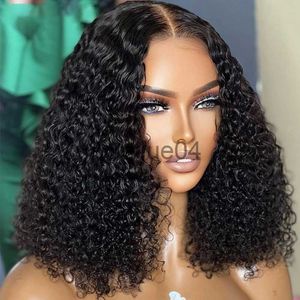 Capless pruiken van echt haar Korte bob Lijmloos Hoge dichtheid voorgeplukt Kinky Curly Natuurlijke zwarte kanten pruik Voor Afrikaanse vrouwen Babyhair Dagelijks Cosplay x0802