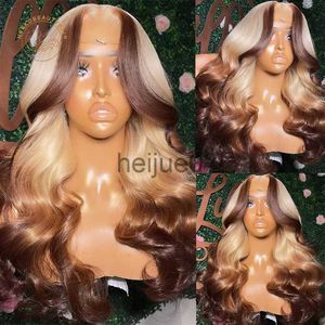 Capless pruiken van echt haar Transparant kant Frontale pruiken Ombre 613 Blond Bruin Hoogtepunt Golvend haar 13X4 Lace Front Pruik Gekleurde menselijk haar pruiken voor vrouwen x0802