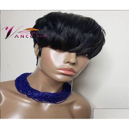 Pelucas sin tapa de cabello humano Vancehair FL HINE WIG 150 Densidad Corto Pixie Corte en capas Remy brasileño para mujeres 7909497 Entrega de gota Produc Otrcd