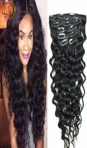 Human Hair Clip in diep krullende haarextensies Deep Wave Maleisische clip in menselijk haarverlenging natuurlijke zwarte clip in 7393779