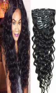 Human Hair Clip in diep krullend haarextensies Deep Wave Maleisische clip in menselijk haarverlenging Natuurlijke zwarte clip in 3860667