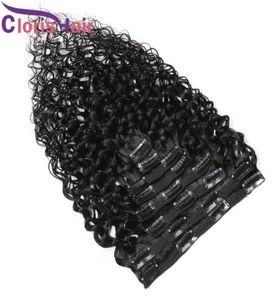 Clip à cheveux humain dans les extensions vague d'eau péruvienne vierge naturel tissage complet Tips 8pcs 120g humide et ondule double trétance 824 pouces9083043