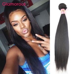 Glamoureus Human Hair Weave Braziliaanse Maleisische Indiase Peruaanse Maagd Haarbundels 1 stuk 100g / stuks rechte haarextensies voor zwarte vrouwen