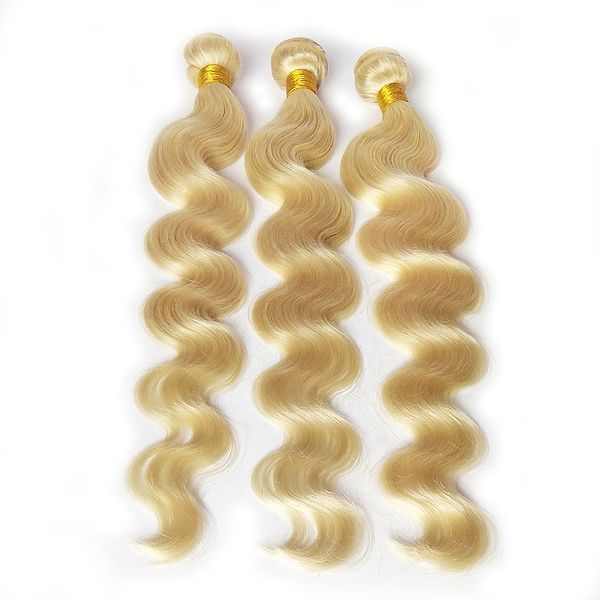 Extensions de cheveux humains tissage vague de corps platine blond brésilien malaisien indien péruvien crépus bouclés tissage peut être bouclé teint redressé