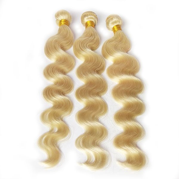 Extensiones de cabello humano Tejido ondulado del cuerpo Rubio platino Brasileño Malasia Indio Peruano Tejido rizado rizado Se puede rizar Teñir Alisar