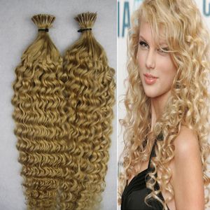 Blonde Braziliaanse haar Keratin Fusion Hair Extensions I Tip Hair Extensions 100g Afro Kinky Krullend