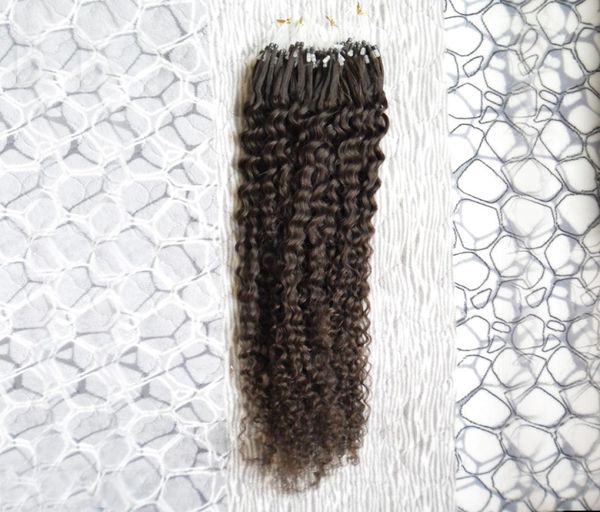 Extensions de cheveux humains Curly Micro Loop Loop Anneaux Hair Extensions 100g 1Gs 100s Remy Micro Bead Extensions de cheveux Darkest Brown5351485