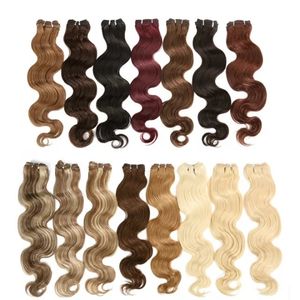 100 Human Hair Extensions Body Wave Brazilian Hair Wief # 1B Zwart # 18 Bruin # 27 Blonde Zacht Menselijk Haar Weave