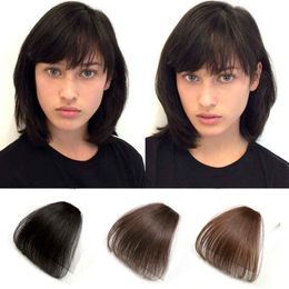 Human Hair Flat Bangs Air Bang Without Temple Clip in Neat Bangs Natural Black One Piece Straight Fringe Hair Clip