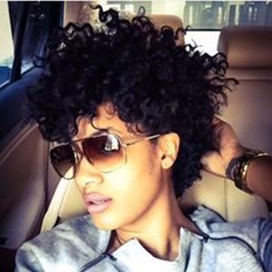 Echt haar Volledig Kant Pruik Kinky Curly Pruik Natuurlijke haarlijn Afro-Amerikaanse pruik 100% machinegemaakt Dames Kort Echt haar Lac277d