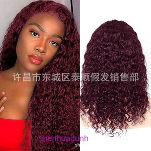 Human Hair International Station Lace Lace Front Wigs 99J # Wine Red Water