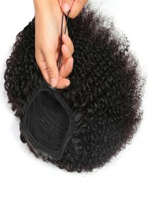 Clain de cheveux humain queue à cordon Afro Curly bouclé brésilien indien péruvien extensions de cheveux humains Tails de poney pour l'Afrique Women9416950