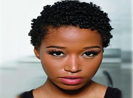 Perruques de cheveux humains bouclés courts pour les femmes noires Afro crépus bouclés Remy perruque de cheveux humains brésilien fait à la Machine wigs3907882