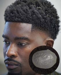 Toupe de cheveux humains pour hommes noirs 4 mm afro curl Poiffure mâle perruques mâles en dentelle respirante mono base durable mince PU base